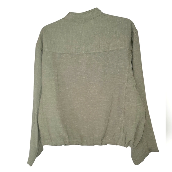 Max Studio olive green zip up shirt jacket women's top linen blend - Picture 5 of 10